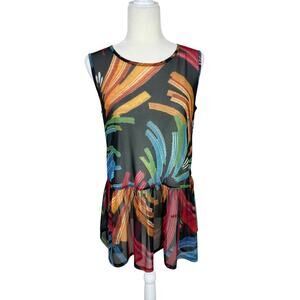 Kozan Tunic Sleeveless Sheer Mesh Lightweight Top Blaze Small Art To Wear Chic
